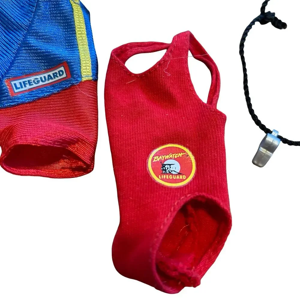 Barbie Baywatch Doll Outfit Swimsuit Shorts Shirt Frisbee Whistle Red Float